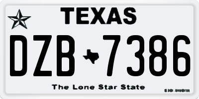 TX license plate DZB7386