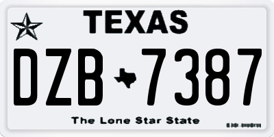 TX license plate DZB7387