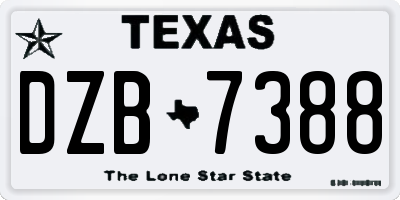 TX license plate DZB7388