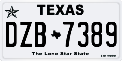 TX license plate DZB7389