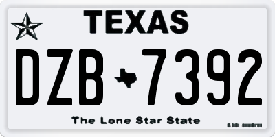 TX license plate DZB7392