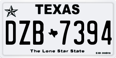 TX license plate DZB7394