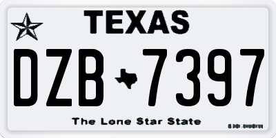 TX license plate DZB7397