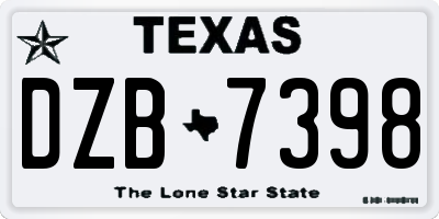 TX license plate DZB7398