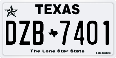 TX license plate DZB7401