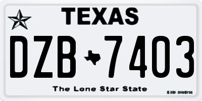 TX license plate DZB7403