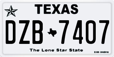 TX license plate DZB7407