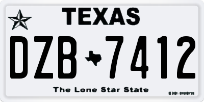 TX license plate DZB7412