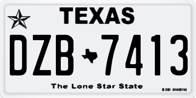 TX license plate DZB7413