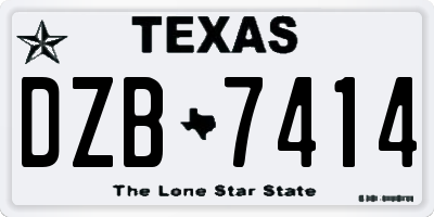 TX license plate DZB7414