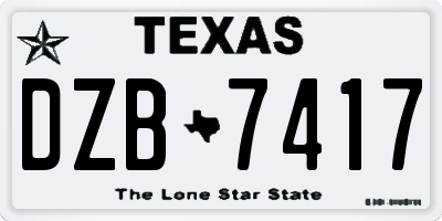 TX license plate DZB7417