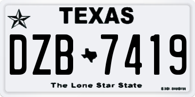 TX license plate DZB7419