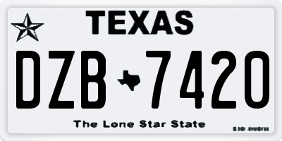 TX license plate DZB7420