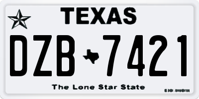 TX license plate DZB7421