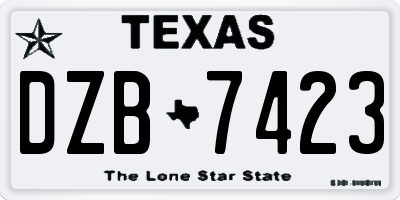 TX license plate DZB7423