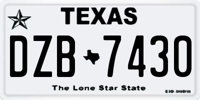 TX license plate DZB7430