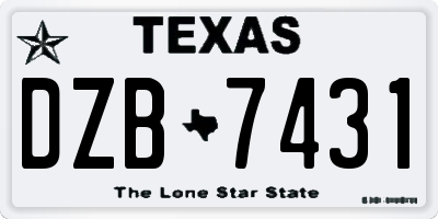 TX license plate DZB7431