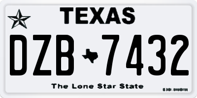TX license plate DZB7432
