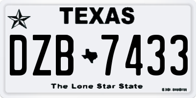 TX license plate DZB7433