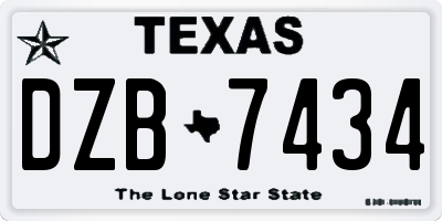 TX license plate DZB7434