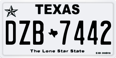 TX license plate DZB7442