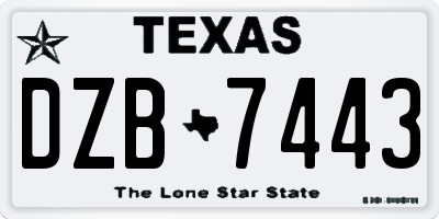 TX license plate DZB7443