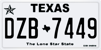 TX license plate DZB7449