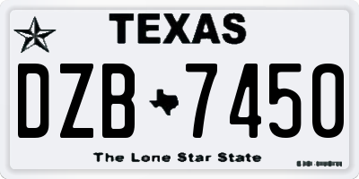 TX license plate DZB7450