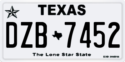 TX license plate DZB7452