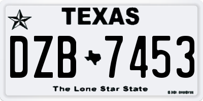 TX license plate DZB7453