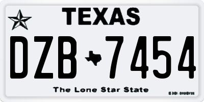 TX license plate DZB7454