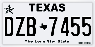 TX license plate DZB7455