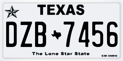 TX license plate DZB7456