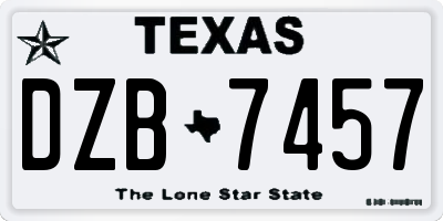 TX license plate DZB7457