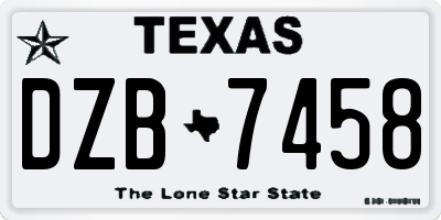 TX license plate DZB7458