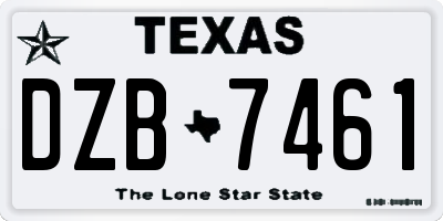 TX license plate DZB7461