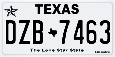 TX license plate DZB7463