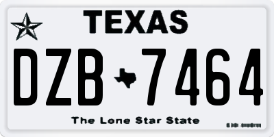 TX license plate DZB7464
