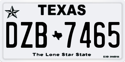 TX license plate DZB7465