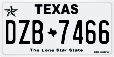 TX license plate DZB7466