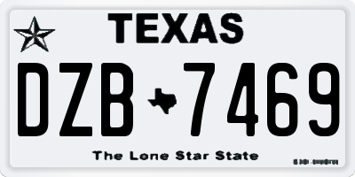 TX license plate DZB7469