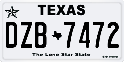 TX license plate DZB7472