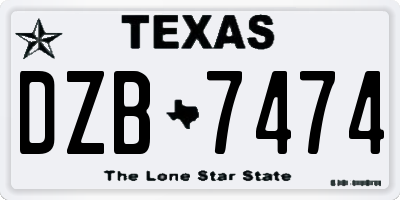 TX license plate DZB7474