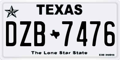 TX license plate DZB7476