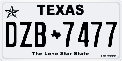 TX license plate DZB7477
