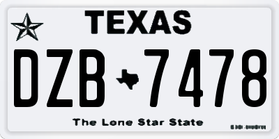 TX license plate DZB7478