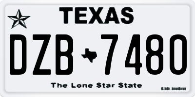 TX license plate DZB7480