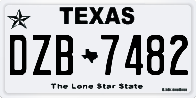 TX license plate DZB7482