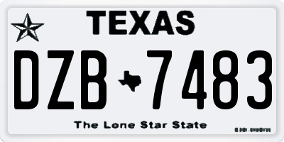 TX license plate DZB7483