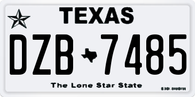 TX license plate DZB7485